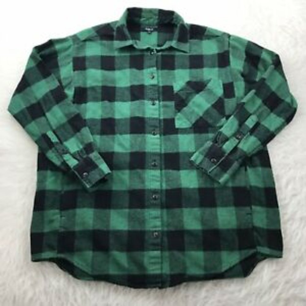 ROOTS Flannel 100% cotton; forest green and black.